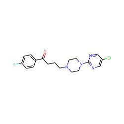 O=C(CCCN1CCN(c2ncc(Cl)cn2)CC1)c1ccc(F)cc1 ZINC000013730846