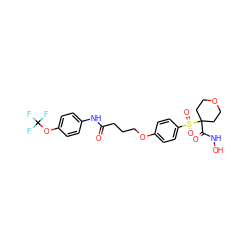 O=C(CCCOc1ccc(S(=O)(=O)C2(C(=O)NO)CCOCC2)cc1)Nc1ccc(OC(F)(F)F)cc1 ZINC000071331734