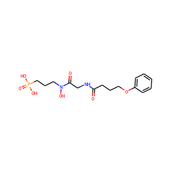 O=C(CCCOc1ccccc1)NCC(=O)N(O)CCCP(=O)(O)O ZINC000013644158