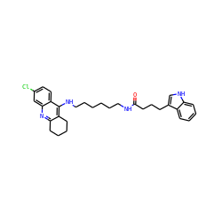 O=C(CCCc1c[nH]c2ccccc12)NCCCCCCNc1c2c(nc3cc(Cl)ccc13)CCCC2 ZINC000013675675