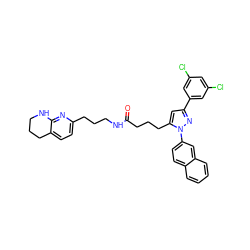 O=C(CCCc1cc(-c2cc(Cl)cc(Cl)c2)nn1-c1ccc2ccccc2c1)NCCCc1ccc2c(n1)NCCC2 ZINC000028887163