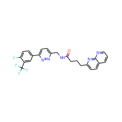 O=C(CCCc1ccc2cccnc2n1)NCc1ccc(-c2ccc(F)c(C(F)(F)F)c2)nn1 ZINC000095578852