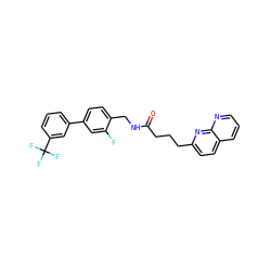 O=C(CCCc1ccc2cccnc2n1)NCc1ccc(-c2cccc(C(F)(F)F)c2)cc1F ZINC000095573056