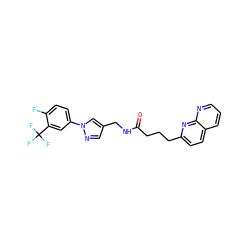 O=C(CCCc1ccc2cccnc2n1)NCc1cnn(-c2ccc(F)c(C(F)(F)F)c2)c1 ZINC000095579424