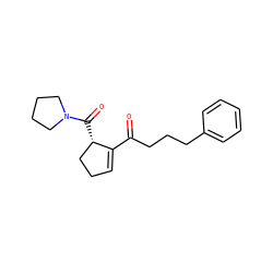 O=C(CCCc1ccccc1)C1=CCC[C@@H]1C(=O)N1CCCC1 ZINC000013584679