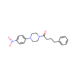 O=C(CCCc1ccccc1)N1CCN(c2ccc([N+](=O)[O-])cc2)CC1 ZINC000004755397