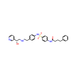 O=C(CCCc1ccccc1)Nc1ccc(S(=O)(=O)Nc2ccc(CCNC[C@H](O)c3cccnc3)cc2)cc1 ZINC000026837105
