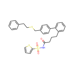 O=C(CCCc1ccccc1-c1ccc(CSCCc2ccccc2)cc1)NS(=O)(=O)c1cccs1 ZINC000026576374