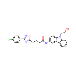 O=C(CCCc1nc(-c2ccc(Cl)cc2)no1)Nc1ccc2c(c1)c1ccccc1n2CCO ZINC000103252284