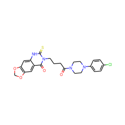 O=C(CCCn1c(=S)[nH]c2cc3c(cc2c1=O)OCO3)N1CCN(c2ccc(Cl)cc2)CC1 ZINC000002975280