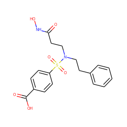 O=C(CCN(CCc1ccccc1)S(=O)(=O)c1ccc(C(=O)O)cc1)NO ZINC000095560571