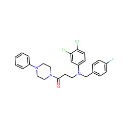 O=C(CCN(Cc1ccc(F)cc1)c1ccc(Cl)c(Cl)c1)N1CCN(c2ccccc2)CC1 ZINC000653738232