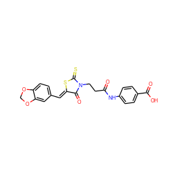 O=C(CCN1C(=O)/C(=C/c2ccc3c(c2)OCO3)SC1=S)Nc1ccc(C(=O)O)cc1 ZINC000001767759