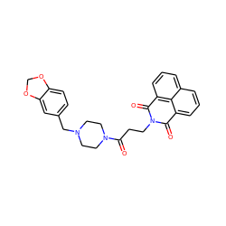 O=C(CCN1C(=O)c2cccc3cccc(c23)C1=O)N1CCN(Cc2ccc3c(c2)OCO3)CC1 ZINC000019867562