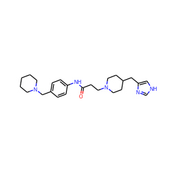 O=C(CCN1CCC(Cc2c[nH]cn2)CC1)Nc1ccc(CN2CCCCC2)cc1 ZINC000028570294