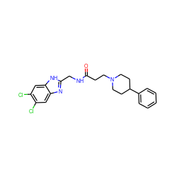 O=C(CCN1CCC(c2ccccc2)CC1)NCc1nc2cc(Cl)c(Cl)cc2[nH]1 ZINC000082152106