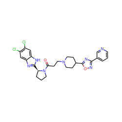 O=C(CCN1CCC(c2nc(-c3cccnc3)no2)CC1)N1CCC[C@H]1c1nc2cc(Cl)c(Cl)cc2[nH]1 ZINC000066104366