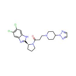 O=C(CCN1CCC(n2nccn2)CC1)N1CCC[C@H]1c1nc2cc(Cl)c(Cl)cc2[nH]1 ZINC000066078729