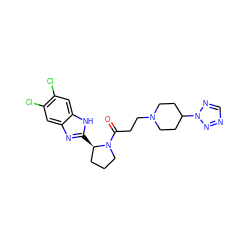 O=C(CCN1CCC(n2ncnn2)CC1)N1CCC[C@H]1c1nc2cc(Cl)c(Cl)cc2[nH]1 ZINC000066080589