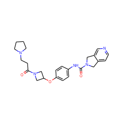 O=C(CCN1CCCC1)N1CC(Oc2ccc(NC(=O)N3Cc4ccncc4C3)cc2)C1 ZINC000166653227