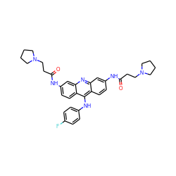 O=C(CCN1CCCC1)Nc1ccc2c(Nc3ccc(F)cc3)c3ccc(NC(=O)CCN4CCCC4)cc3nc2c1 ZINC000089723065