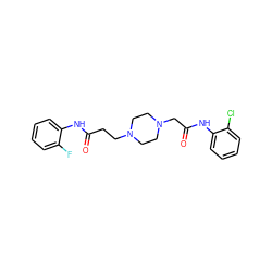 O=C(CCN1CCN(CC(=O)Nc2ccccc2Cl)CC1)Nc1ccccc1F ZINC000020767360