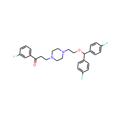 O=C(CCN1CCN(CCOC(c2ccc(F)cc2)c2ccc(F)cc2)CC1)c1cccc(F)c1 ZINC000022927600