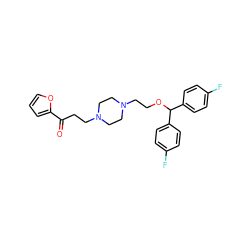 O=C(CCN1CCN(CCOC(c2ccc(F)cc2)c2ccc(F)cc2)CC1)c1ccco1 ZINC000022927406