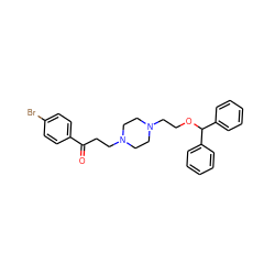 O=C(CCN1CCN(CCOC(c2ccccc2)c2ccccc2)CC1)c1ccc(Br)cc1 ZINC000022927593