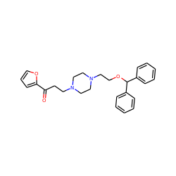 O=C(CCN1CCN(CCOC(c2ccccc2)c2ccccc2)CC1)c1ccco1 ZINC000022927402