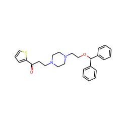 O=C(CCN1CCN(CCOC(c2ccccc2)c2ccccc2)CC1)c1cccs1 ZINC000022927410