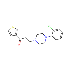 O=C(CCN1CCN(c2ccccc2Cl)CC1)c1ccsc1 ZINC000013861764