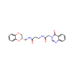 O=C(CCNC(=O)Cn1cnc2ccccc2c1=O)NC[C@H]1COc2ccccc2O1 ZINC000002493615