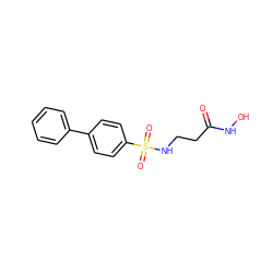 O=C(CCNS(=O)(=O)c1ccc(-c2ccccc2)cc1)NO ZINC000653777779