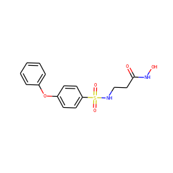 O=C(CCNS(=O)(=O)c1ccc(Oc2ccccc2)cc1)NO ZINC000095587154