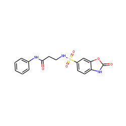 O=C(CCNS(=O)(=O)c1ccc2[nH]c(=O)oc2c1)Nc1ccccc1 ZINC000015935573