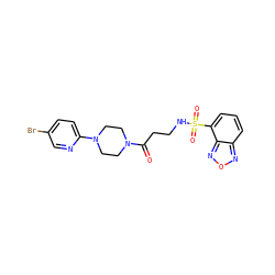 O=C(CCNS(=O)(=O)c1cccc2nonc12)N1CCN(c2ccc(Br)cn2)CC1 ZINC000073166794