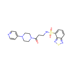 O=C(CCNS(=O)(=O)c1cccc2nsnc12)N1CCN(c2ccncc2)CC1 ZINC000043207362