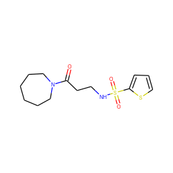 O=C(CCNS(=O)(=O)c1cccs1)N1CCCCCC1 ZINC000000213696