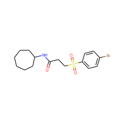 O=C(CCS(=O)(=O)c1ccc(Br)cc1)NC1CCCCCC1 ZINC000002940489