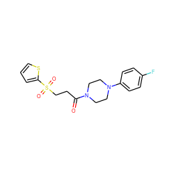 O=C(CCS(=O)(=O)c1cccs1)N1CCN(c2ccc(F)cc2)CC1 ZINC000003957877