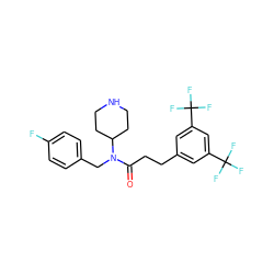 O=C(CCc1cc(C(F)(F)F)cc(C(F)(F)F)c1)N(Cc1ccc(F)cc1)C1CCNCC1 ZINC000013437274