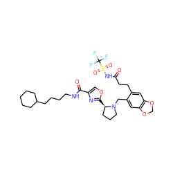 O=C(CCc1cc2c(cc1CN1CCC[C@H]1c1nc(C(=O)NCCCCC3CCCCC3)co1)OCO2)NS(=O)(=O)C(F)(F)F ZINC000167544712