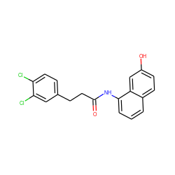 O=C(CCc1ccc(Cl)c(Cl)c1)Nc1cccc2ccc(O)cc12 ZINC000013589069