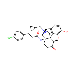 O=C(CCc1ccc(Cl)cc1)N[C@@]12CCC(=O)[C@@H]3Oc4c(O)ccc5c4[C@@]31CCN(CC1CC1)[C@@H]2C5 ZINC000035050545