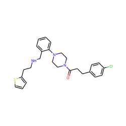 O=C(CCc1ccc(Cl)cc1)N1CCN(c2ccccc2CNCCc2cccs2)CC1 ZINC000028374886