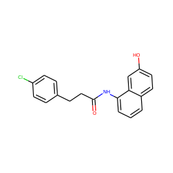 O=C(CCc1ccc(Cl)cc1)Nc1cccc2ccc(O)cc12 ZINC000013589070