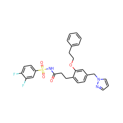 O=C(CCc1ccc(Cn2cccn2)cc1OCCc1ccccc1)NS(=O)(=O)c1ccc(F)c(F)c1 ZINC000049784606