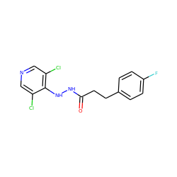 O=C(CCc1ccc(F)cc1)NNc1c(Cl)cncc1Cl ZINC000084654049