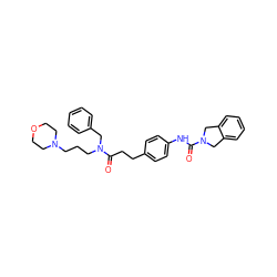 O=C(CCc1ccc(NC(=O)N2Cc3ccccc3C2)cc1)N(CCCN1CCOCC1)Cc1ccccc1 ZINC000167197786